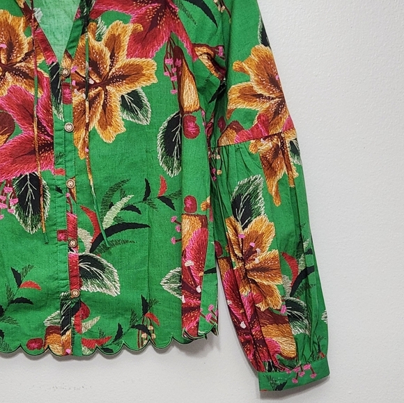 FARM Rio Raquel Button down Puff Sleeve Top - Picture 6 of 14